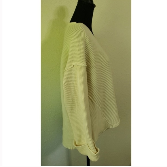 Free People La Brea V-neck Pullover Sweater Ivory Cream Size L-XL - Picture 7 of 14